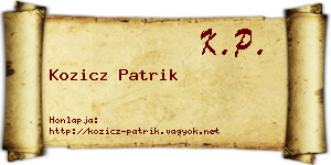 Kozicz Patrik névjegykártya